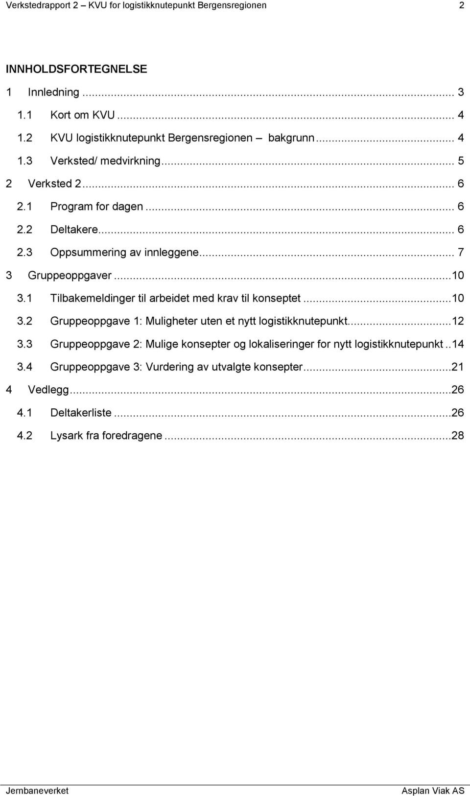 .. 7 3 Gruppeoppgaver...10 3.1 Tilbakemeldinger til arbeidet med krav til konseptet...10 3.2 Gruppeoppgave 1: Muligheter uten et nytt logistikknutepunkt...12 3.