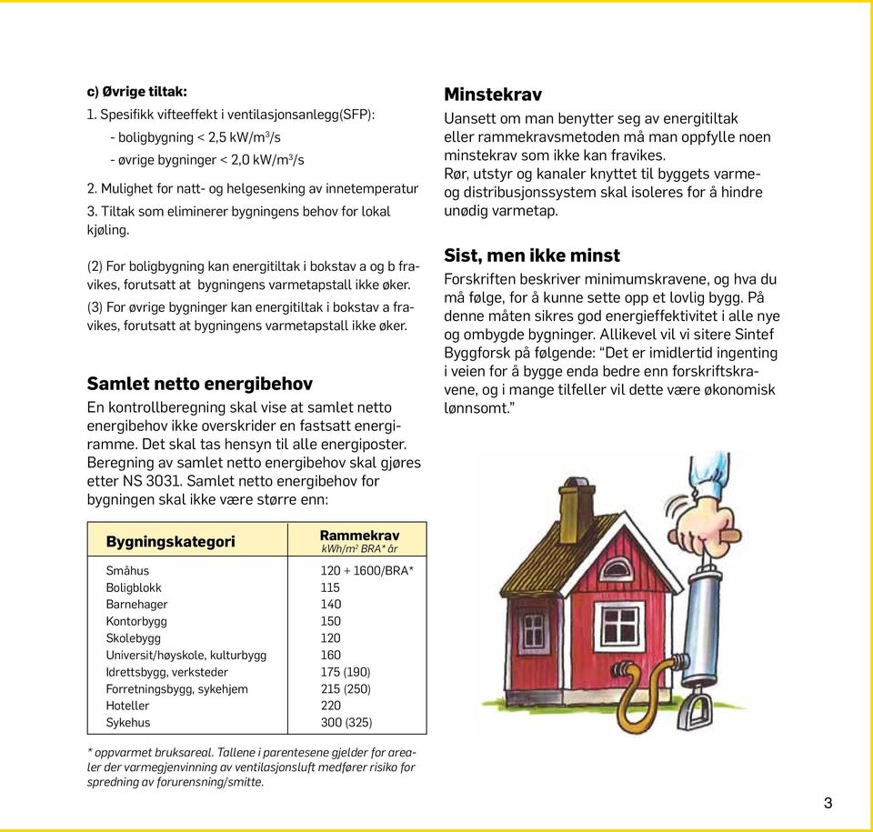 (3) For øvrige bygninger kan energitiltak i bokstav a fravikes, forutsatt at bygningens varmetapstall ikke øker.