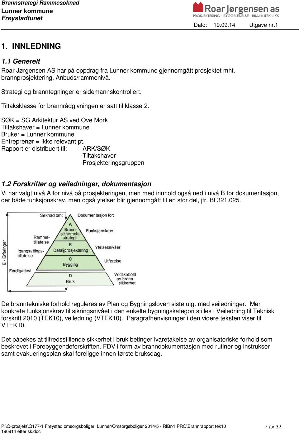 Rapport er distribuert til: -ARK/SØK -Tiltakshaver -Prosjekteringsgruppen 1.