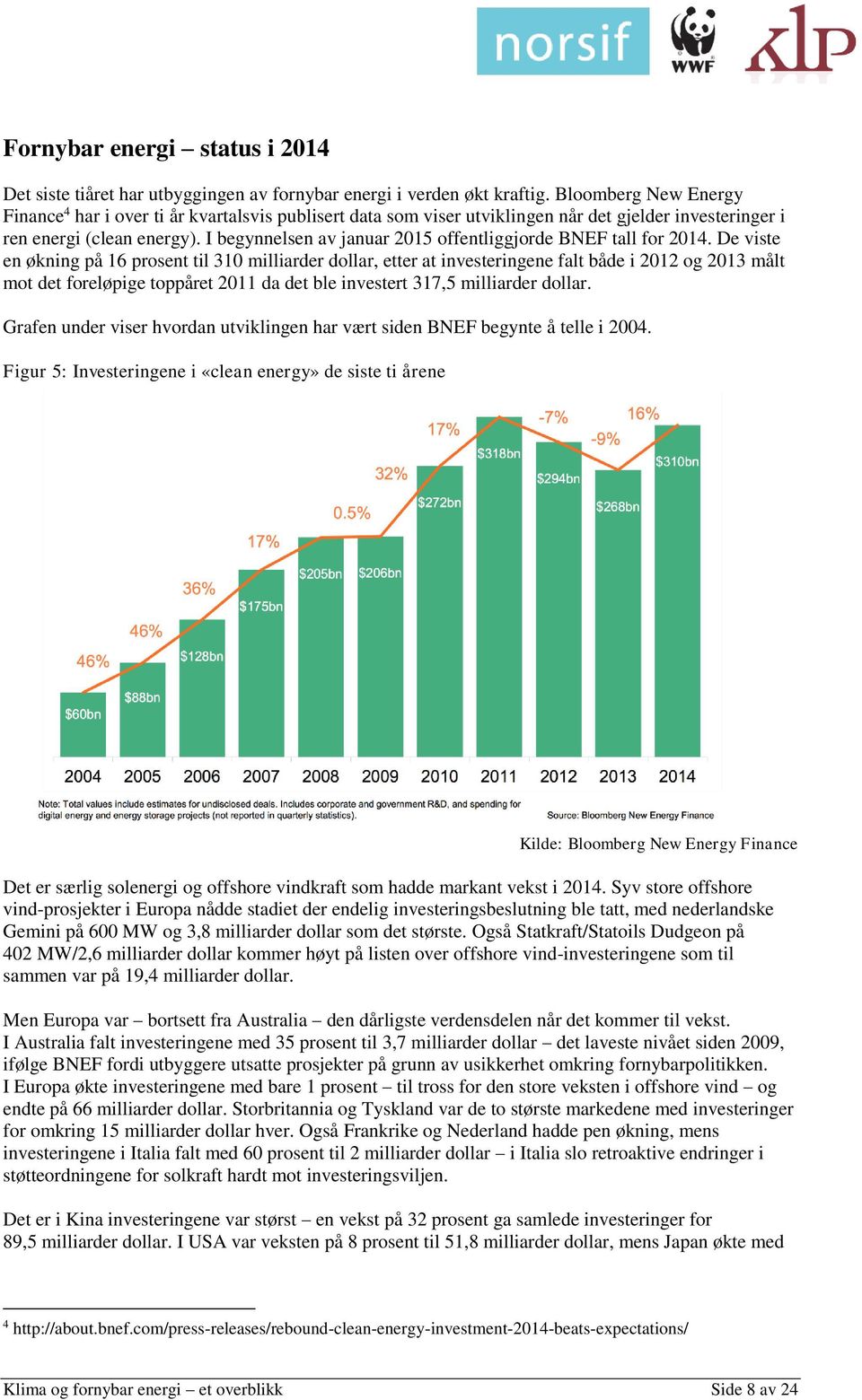 I begynnelsen av januar 2015 offentliggjorde BNEF tall for 2014.