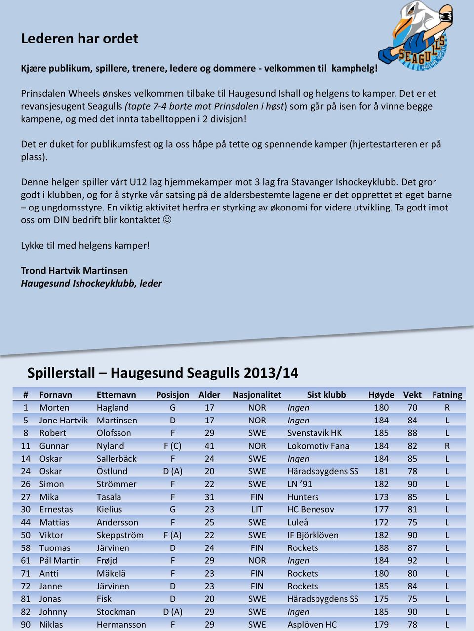 Det er duket for publikumsfest og la oss håpe på tette og spennende kamper (hjertestarteren er på plass). Denne helgen spiller vårt U12 lag hjemmekamper mot 3 lag fra Stavanger Ishockeyklubb.