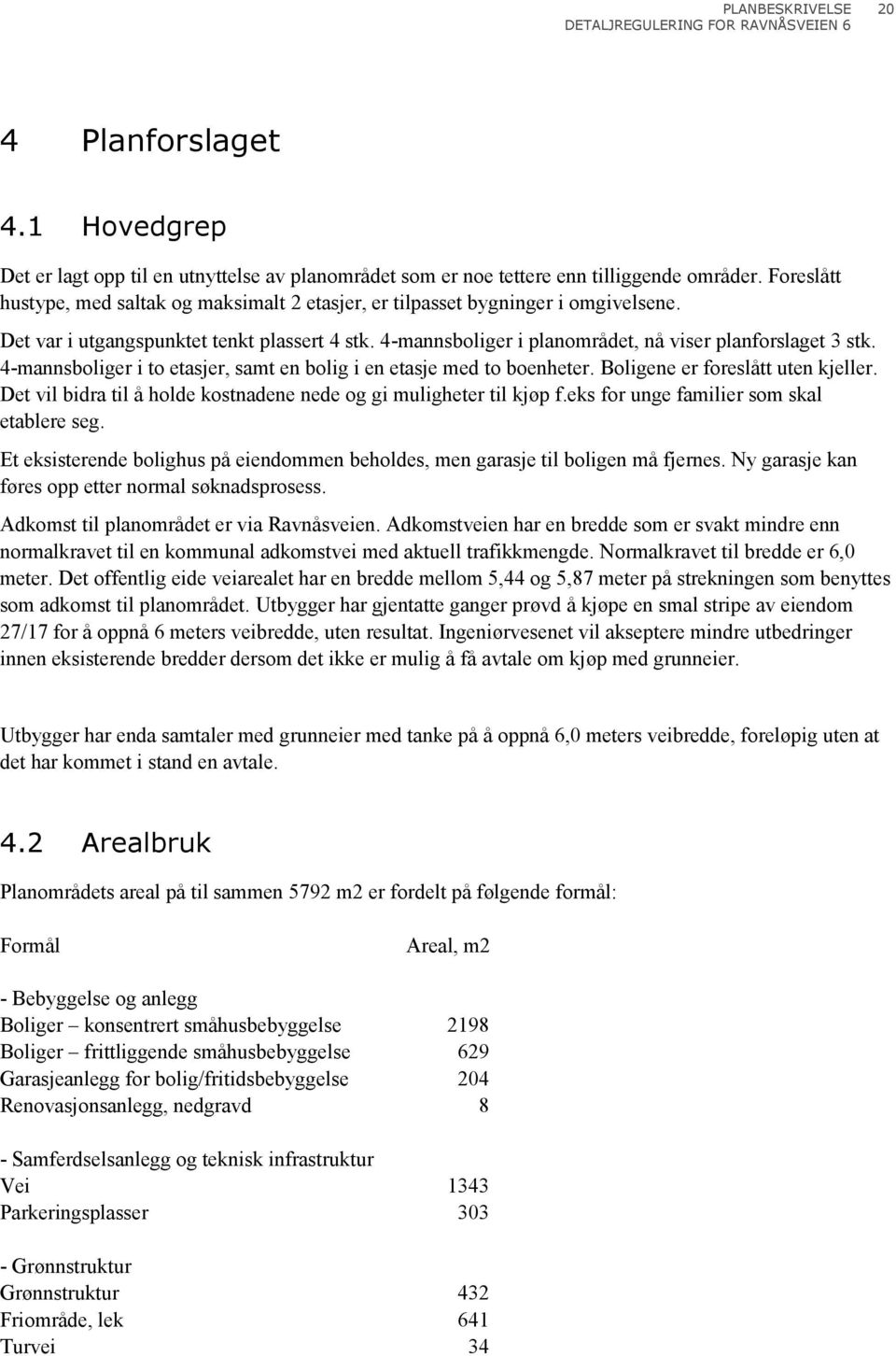 4-mannsboliger i to etasjer, samt en bolig i en etasje med to boenheter. Boligene er foreslått uten kjeller. Det vil bidra til å holde kostnadene nede og gi muligheter til kjøp f.