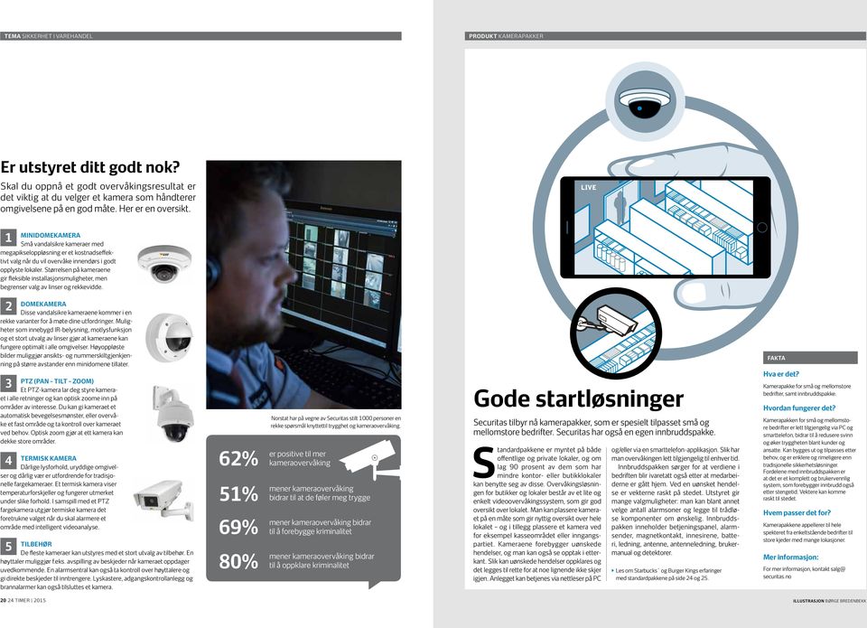 Størrelsen på kameraene gir fleksible installasjonsmuligheter, men begrenser valg av linser og rekkevidde.