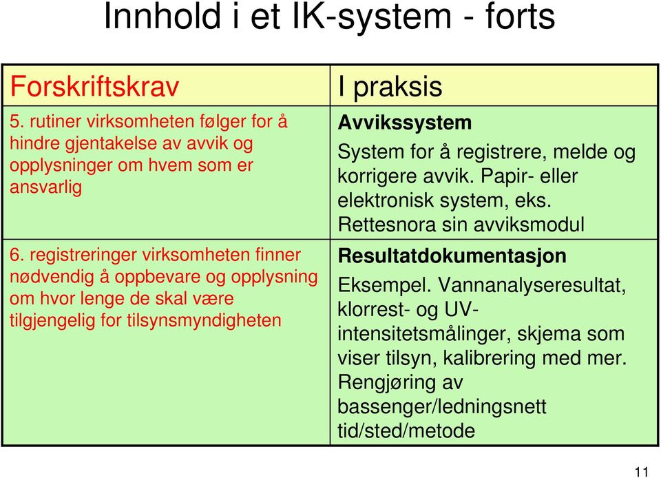 Avvikssystem System for å registrere, melde og korrigere avvik. Papir- eller elektronisk system, eks.