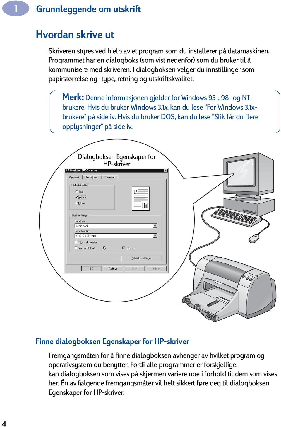 Merk: Denne informasjonen gjelder for Windows 95-, 98- og NTbrukere. Hvis du bruker Windows 3.1x, kan du lese For Windows 3.1xbrukere" på side iv.