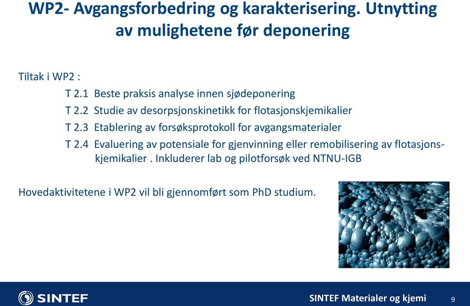 3 Etablering av forsøksprotokoll for avgangsmaterialer T 2.