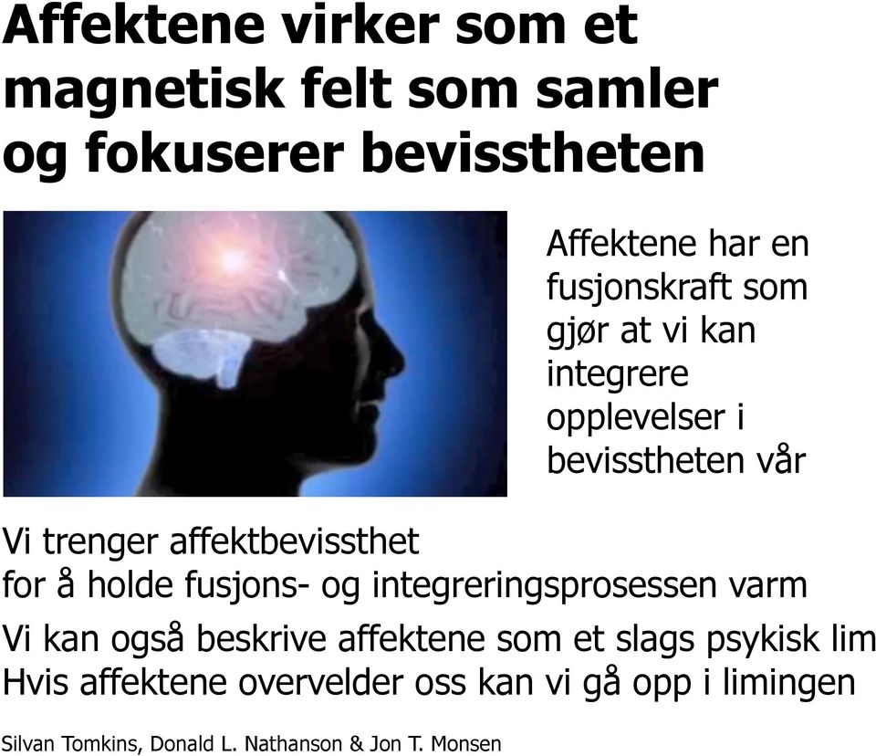 som et slags psykisk lim Hvis affektene overvelder oss kan vi gå opp i limingen Silvan Tomkins,