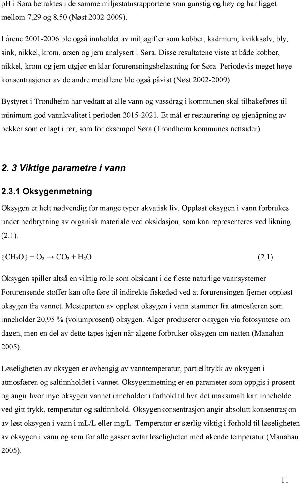 Disse resultatene viste at både kobber, nikkel, krom og jern utgjør en klar forurensningsbelastning for Søra. Periodevis meget høye konsentrasjoner av de andre metallene ble også påvist (Nøst 22-29).