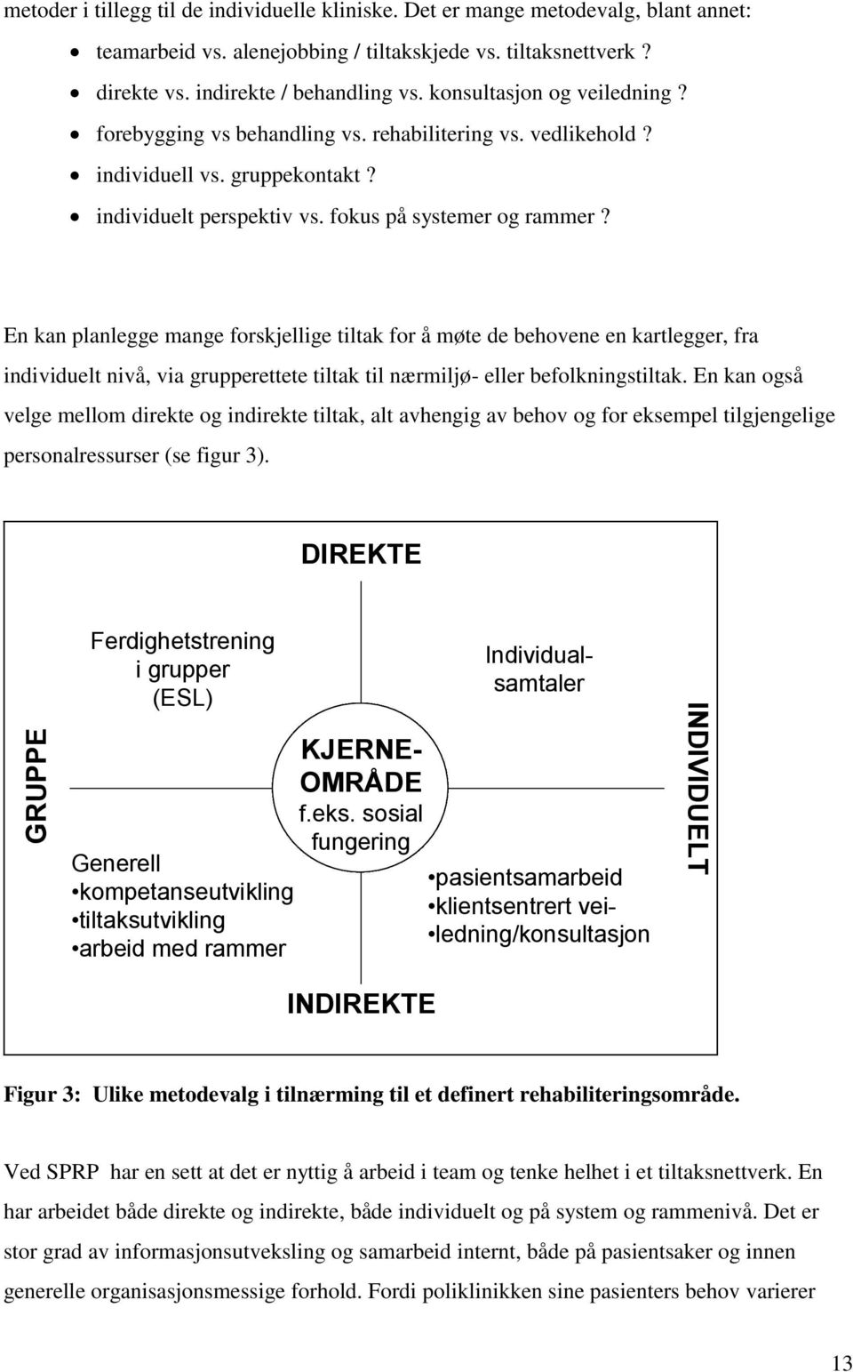 fokus på systemer og rammer? En kan planlegge mange forskjellige tiltak for å møte de behovene en kartlegger, fra individuelt nivå, via grupperettete tiltak til nærmiljø- eller befolkningstiltak.