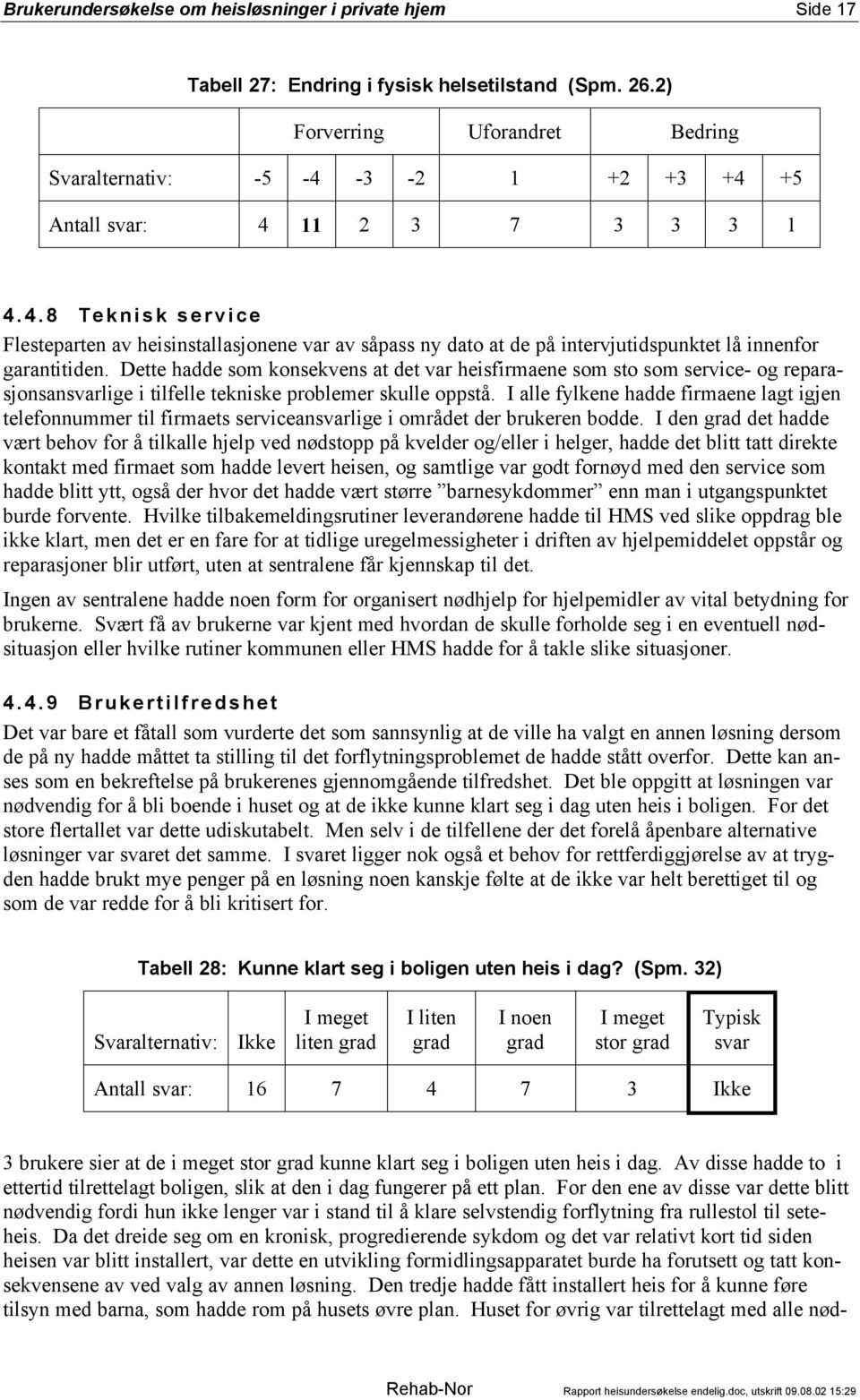 Dette hadde som konsekvens at det var heisfirmaene som sto som service- og reparasjonsanlige i tilfelle tekniske problemer skulle oppstå.