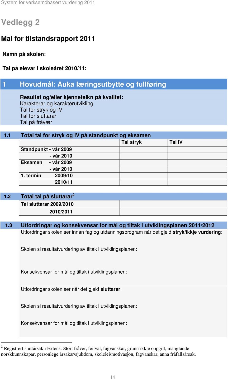 termin 2009/10 2010/11 Tal IV 1.2 Total tal på sluttarar 2 Tal sluttarar 2009/2010 2010/2011 1.