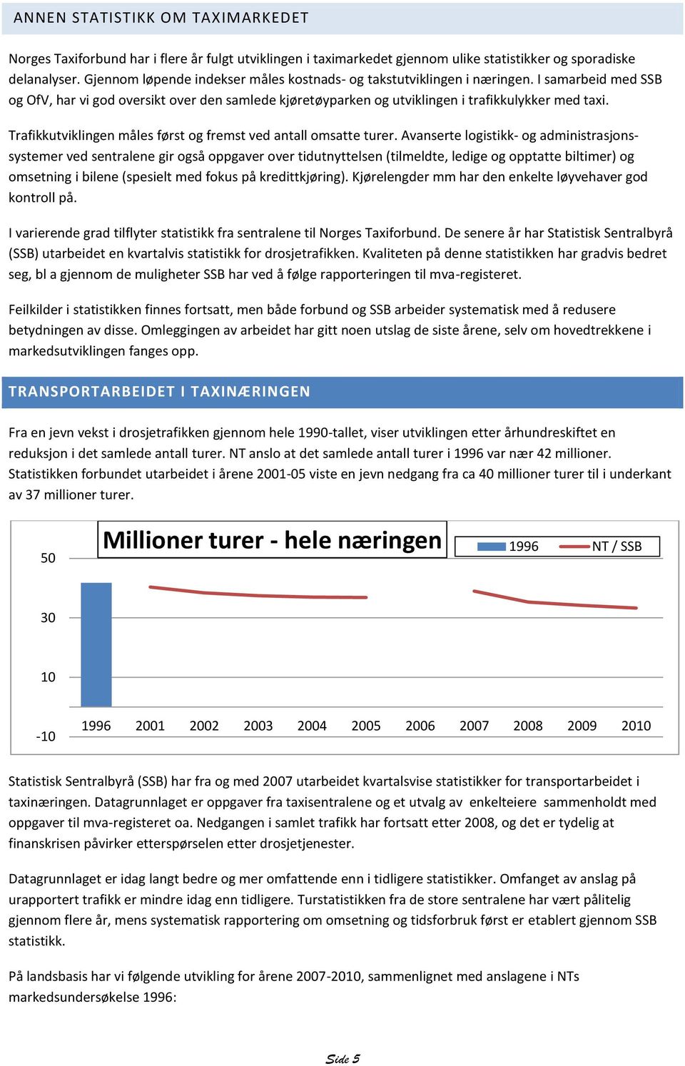 Trafikkutviklingen måles først og fremst ved antall omsatte turer.