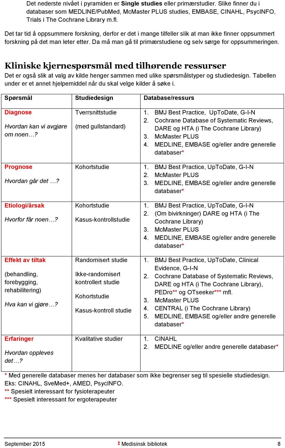 Da må man gå til primærstudiene og selv sørge for oppsummeringen.