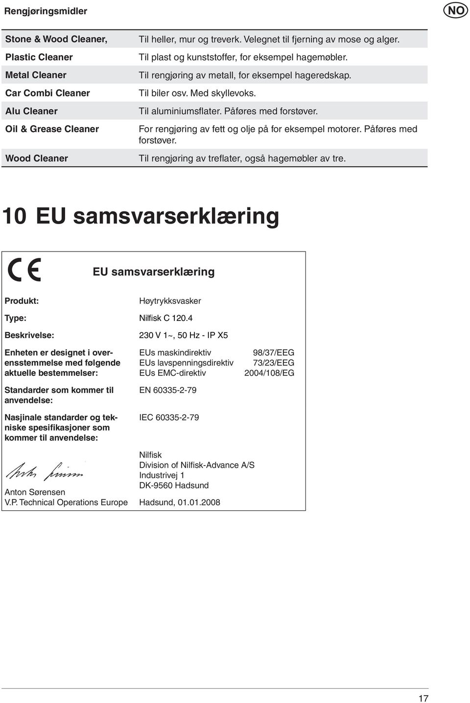 Påføres med forstøver. For rengjøring av fett og olje på for eksempel motorer. Påføres med forstøver. Til rengjøring av trefl ater, også hagemøbler av tre.