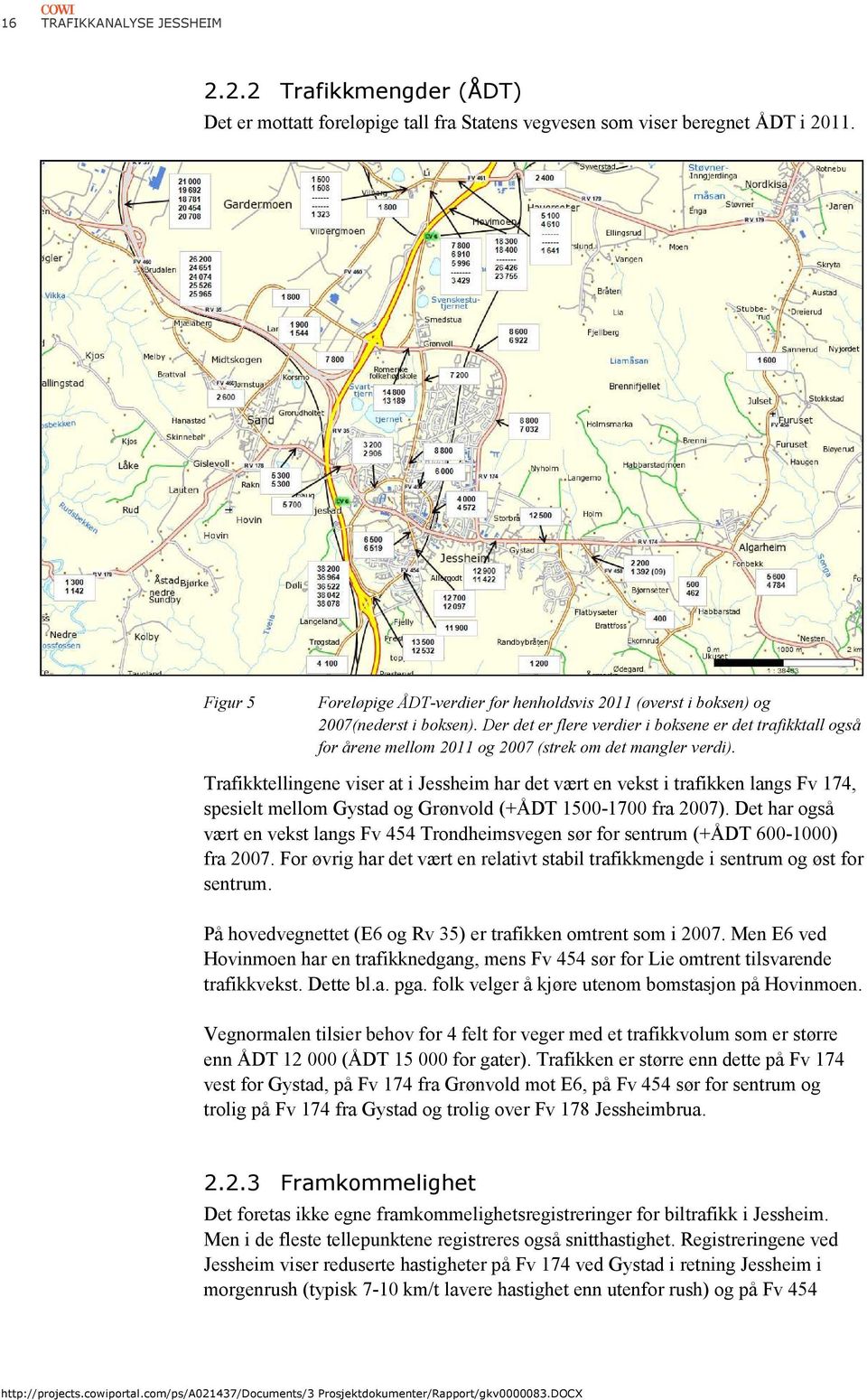 Der det er flere verdier i boksene er det trafikktall også for årene mellom 2011 og 2007 (strek om det mangler verdi).