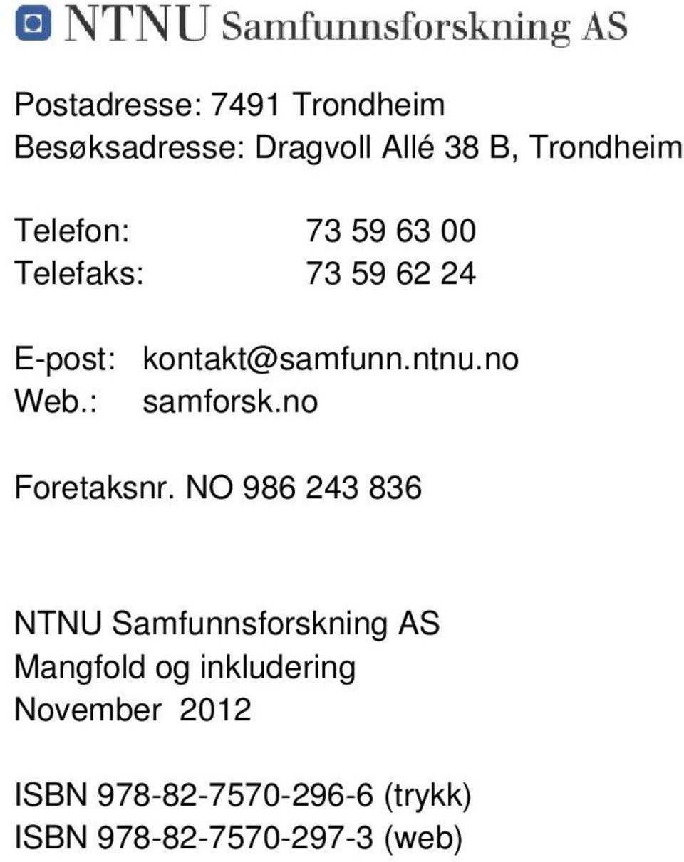 : samforsk.no Foretaksnr.