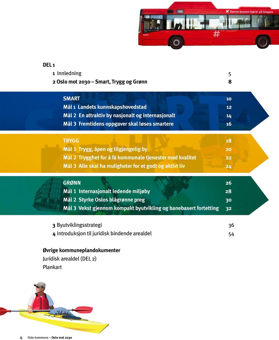 muligheter for et godt og aktivt liv 24 GRØNN 26 Mål 1 Internasjonalt ledende miljøby 28 Mål 2 Styrke Oslos blågrønne preg 30 Mål 3 Vekst gjennom kompakt byutvikling og