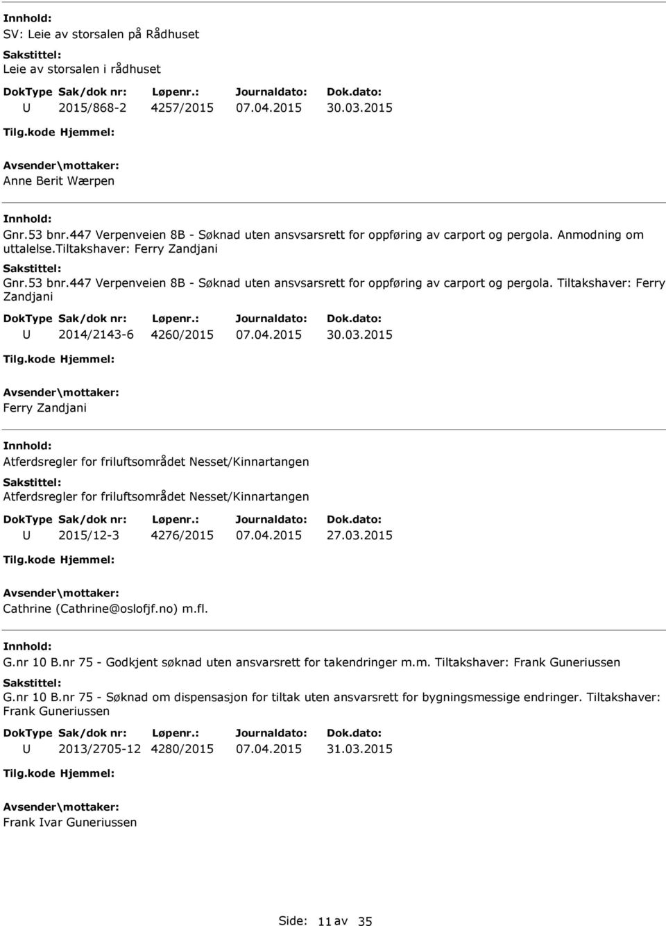 Tiltakshaver: Ferry Zandjani 2014/2143-6 4260/2015 Ferry Zandjani Atferdsregler for friluftsområdet Nesset/Kinnartangen Atferdsregler for friluftsområdet Nesset/Kinnartangen 2015/12-3 4276/2015