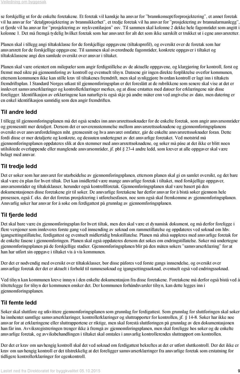 brannalarmanlegg, et fjerde vil ha ansvar for prosjektering av røykventilasjon osv. Til sammen skal kolonne 2 dekke hele fagområdet som angitt i kolonne 1.