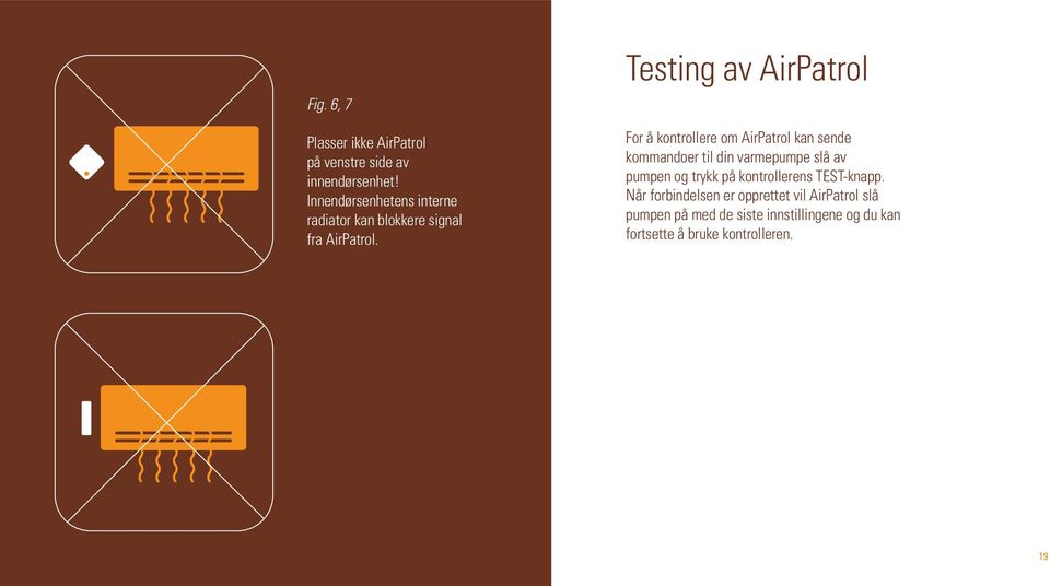 Testing av AirPatrol For å kontrollere om AirPatrol kan sende kommandoer til din varmepumpe slå av