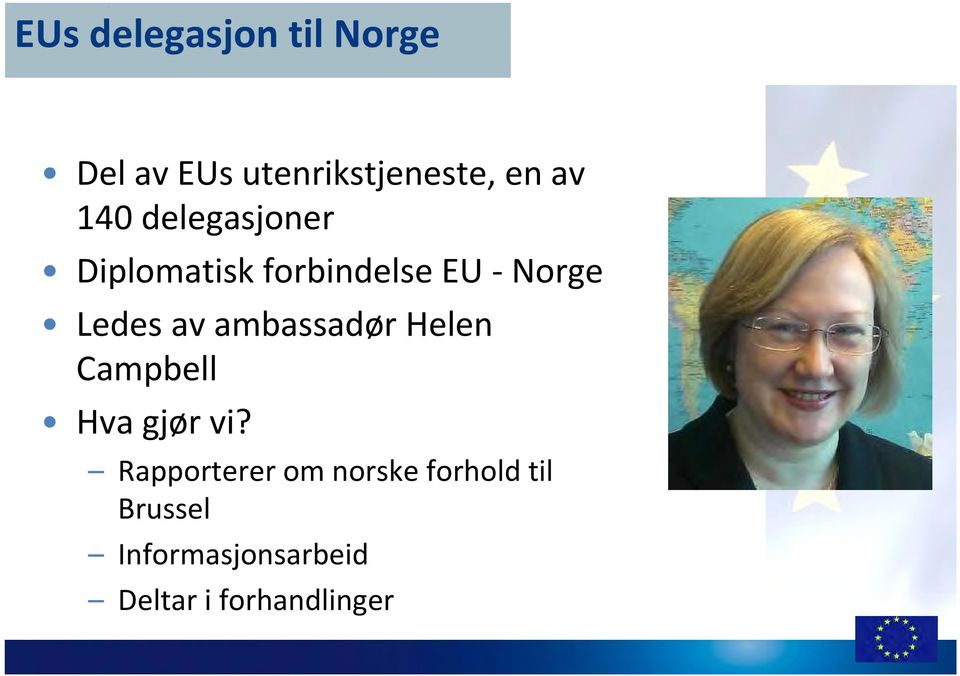 ambassadør Helen Campbell Hva gjør vi?