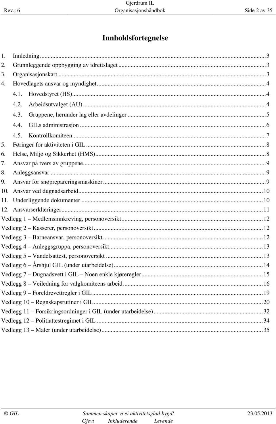 Helse, Miljø og Sikkerhet (HMS)... 8 7. Ansvar på tvers av gruppene... 9 8. Anleggsansvar... 9 9. Ansvar for snøprepareringsmaskiner... 9 10. Ansvar ved dugnadsarbeid... 10 11.