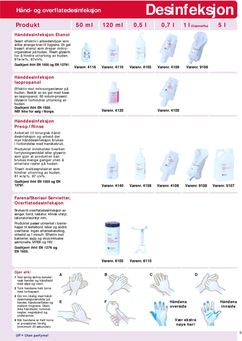 4155 Varenr. 4106 Varenr. 9106 Isopropanol Eff ekt iv mot mikroorganismer på huden. Består av en gel med base av isopropanol, 60 volum-prosent. Glyserin f orhindrer ut t ørking av huden.