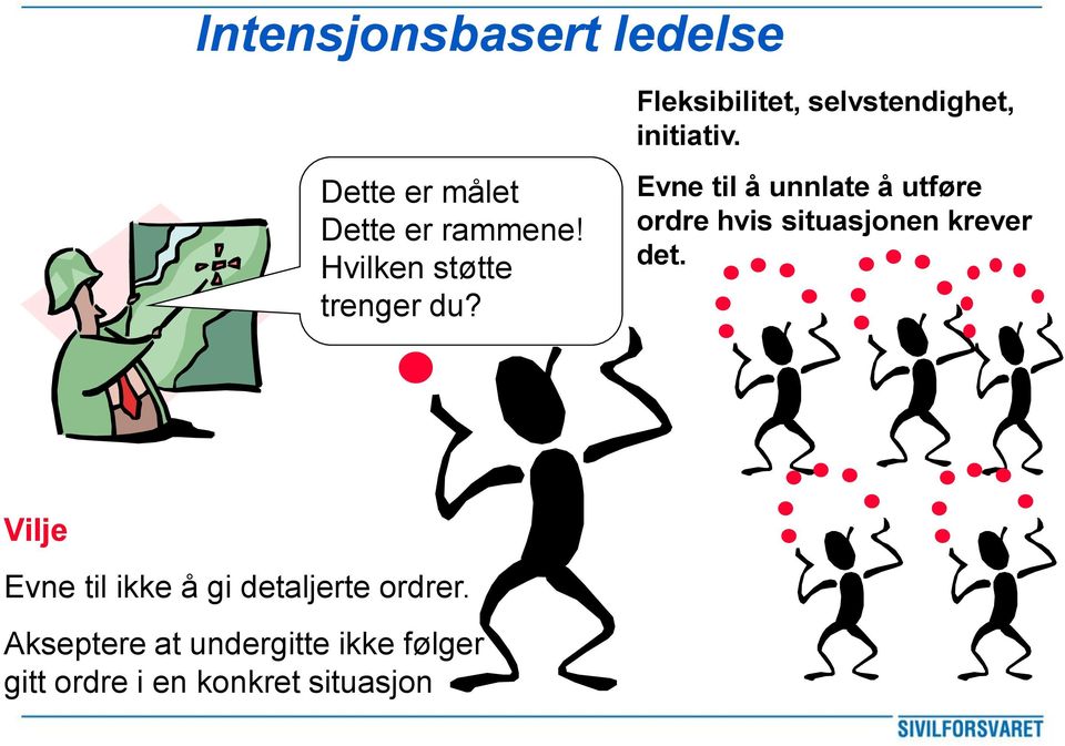 Evne til å unnlate å utføre ordre hvis situasjonen krever det.