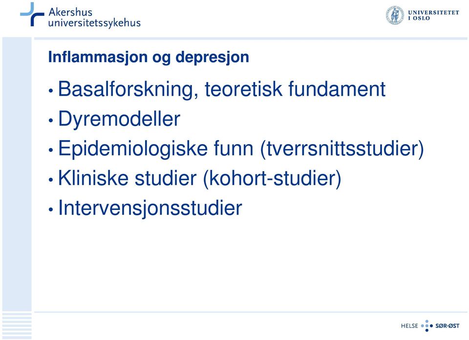 Epidemiologiske funn (tverrsnittsstudier)