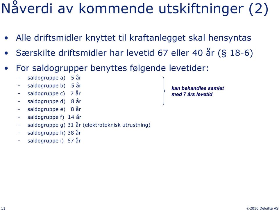 saldogruppe b) 5 år saldogruppe c) 7 år saldogruppe d) 8 år saldogruppe e) 8 år saldogruppe f) 14 år saldogruppe