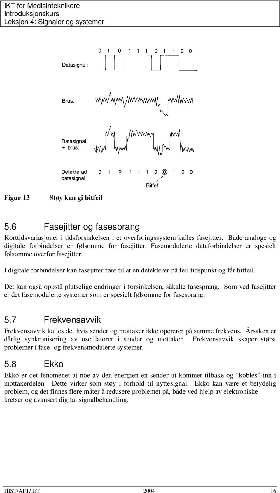 I digitale forbindelser kan fasejitter føre til at en detekterer på feil tidspunkt og får bitfeil. Det kan også oppstå plutselige endringer i forsinkelsen, såkalte fasesprang.