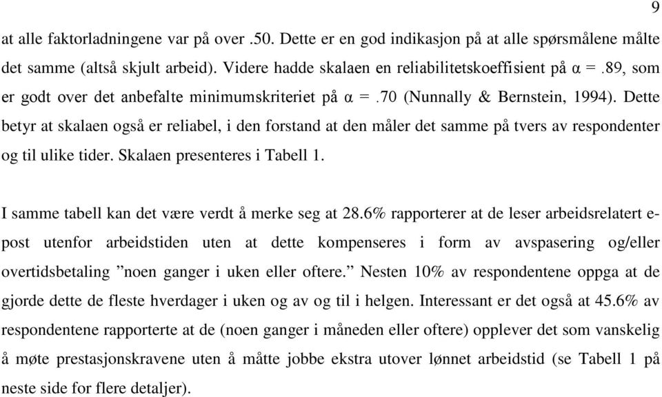 Dette betyr at skalaen også er reliabel, i den forstand at den måler det samme på tvers av respondenter og til ulike tider. Skalaen presenteres i Tabell 1.