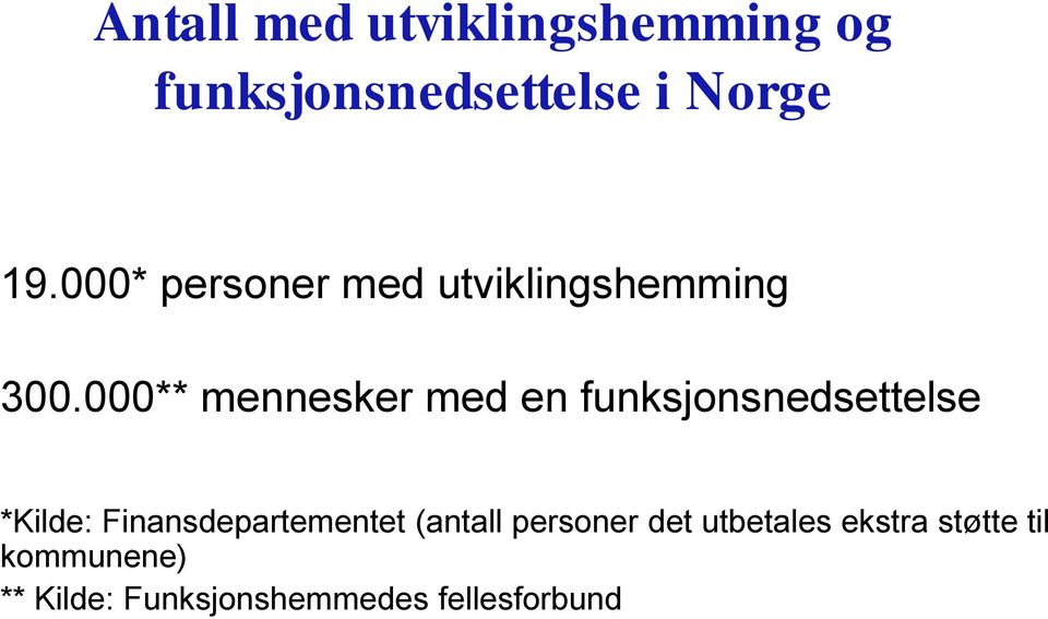 000** mennesker med en funksjonsnedsettelse *Kilde: