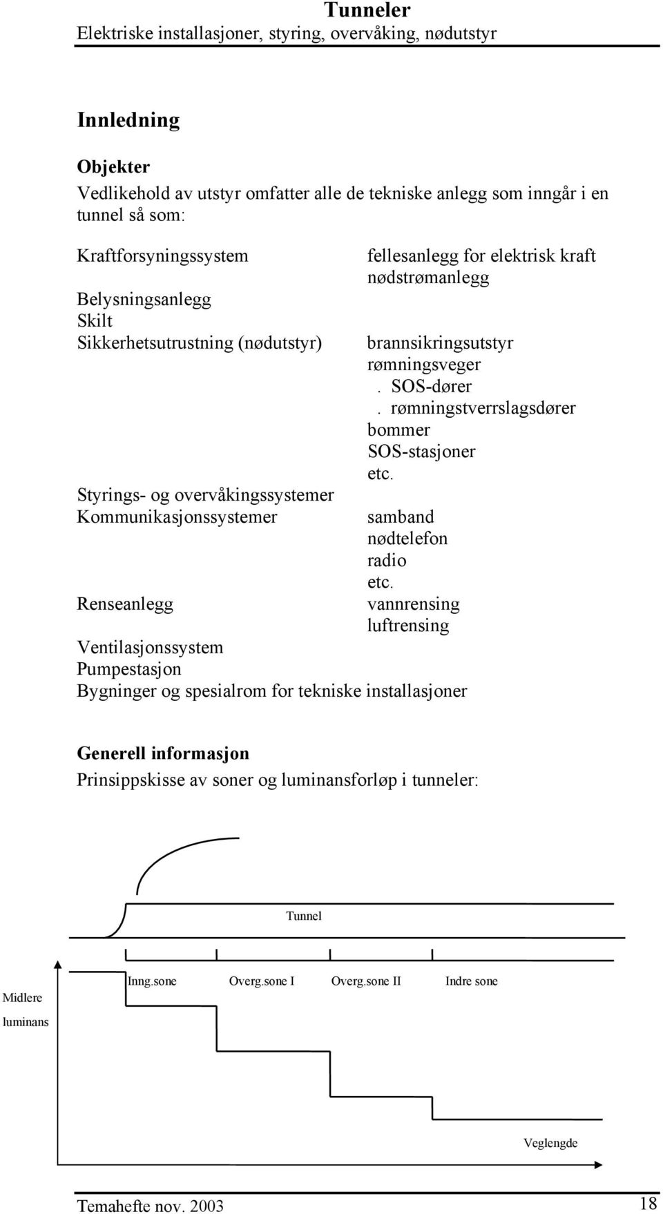 elektrisk kraft nødstrømanlegg brannsikringsutstyr rømningsveger. SOS-dører. rømningstverrslagsdører bommer SOS-stasjoner etc. samband nødtelefon radio etc.