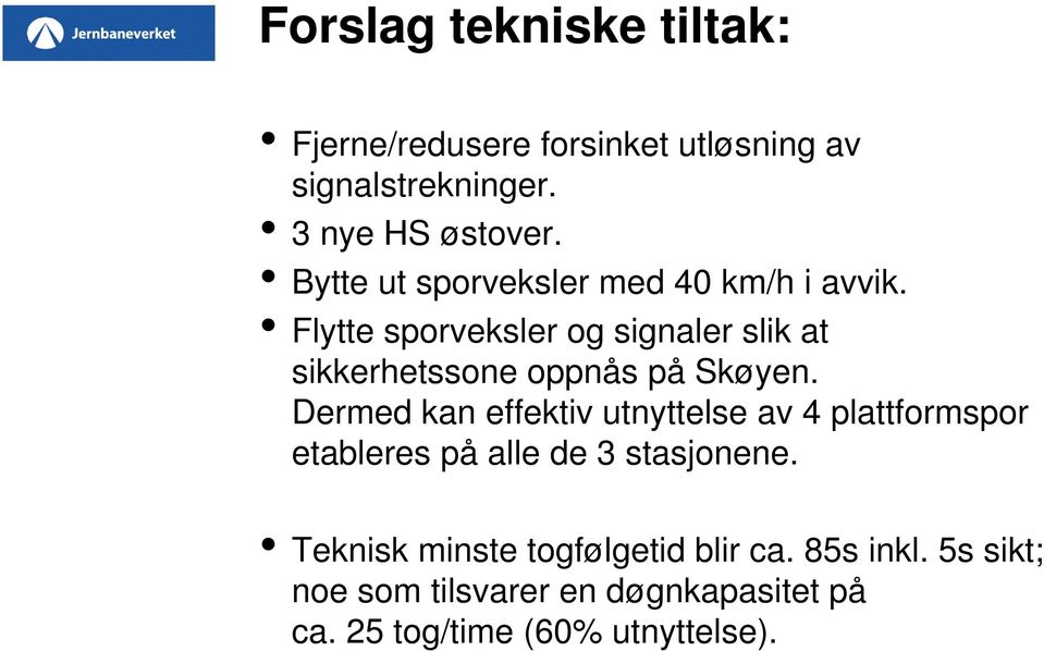 Flytte sporveksler og signaler slik at sikkerhetssone oppnås på Skøyen.