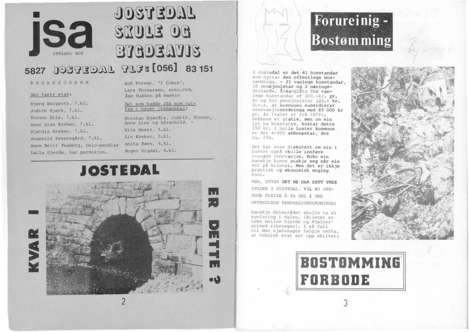 Ase Bakken pa maskin ~rutan Hj~rdis. Judith. Torunn, Anne Lise og ~vanhild. - Nils Neset, 5. kl. Liv Kreken, 5. kl. Anita B0en, 4. kl. Roger Vigdal. 4.kl. JOSTEDAL \ III 1& r = ~ 2,.. III III.