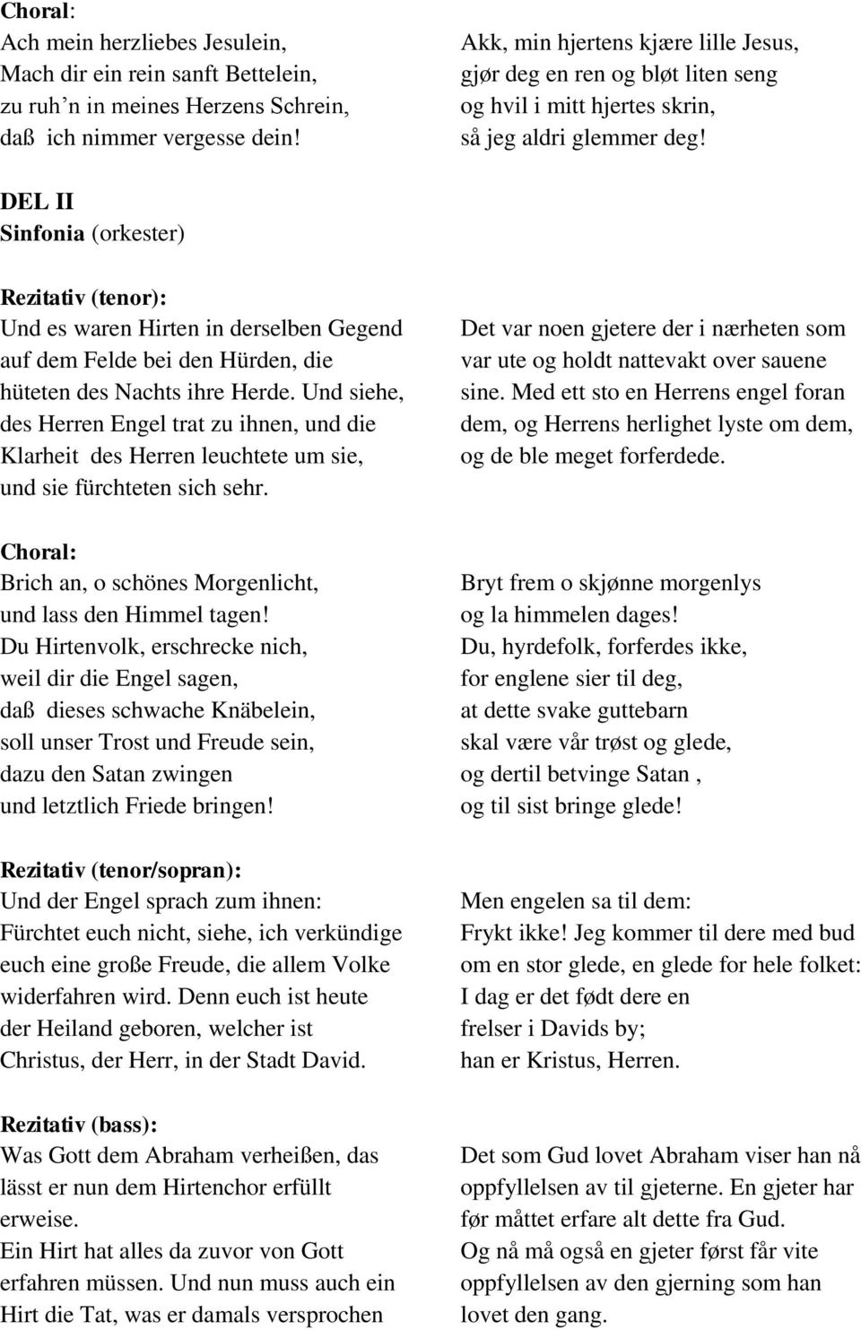 DEL II Sinfonia (orkester) Rezitativ (tenor): Und es waren Hirten in derselben Gegend auf dem Felde bei den Hürden, die hüteten des Nachts ihre Herde.