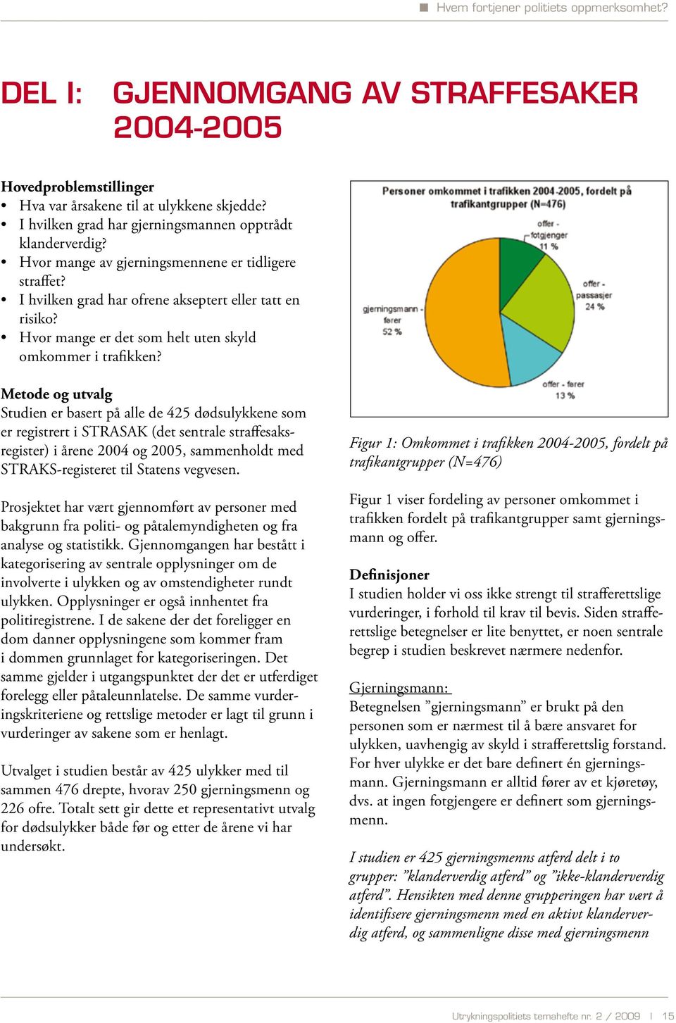 Gjennomgangen har bestått i kategorisering av sentrale o involverte i ulykken og av omstendigheter rundt ulykken. Opplysninger er ogs politiregistrene.