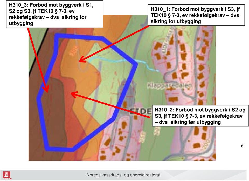 S3, jf TEK10 7-3, ev rekkefølgekrav dvs sikring før utbygging H310_2: