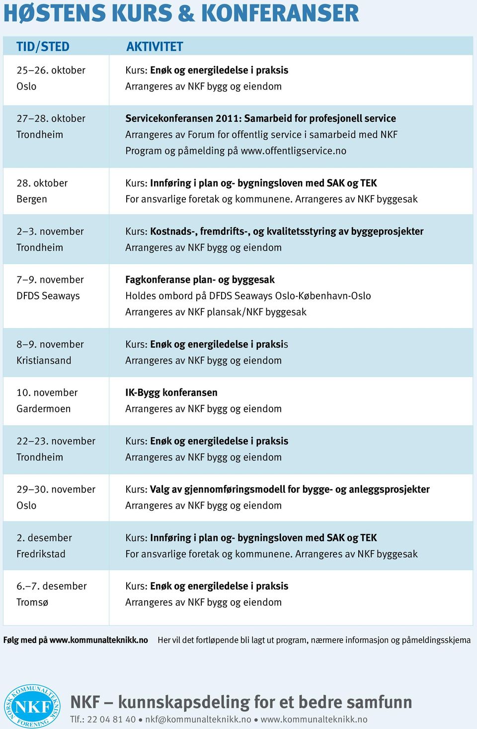 oktober Kurs: Innføring i plan og- bygningsloven med SAK og TEK Bergen For ansvarlige foretak og kommunene. Arrangeres av NKF byggesak 2 3.