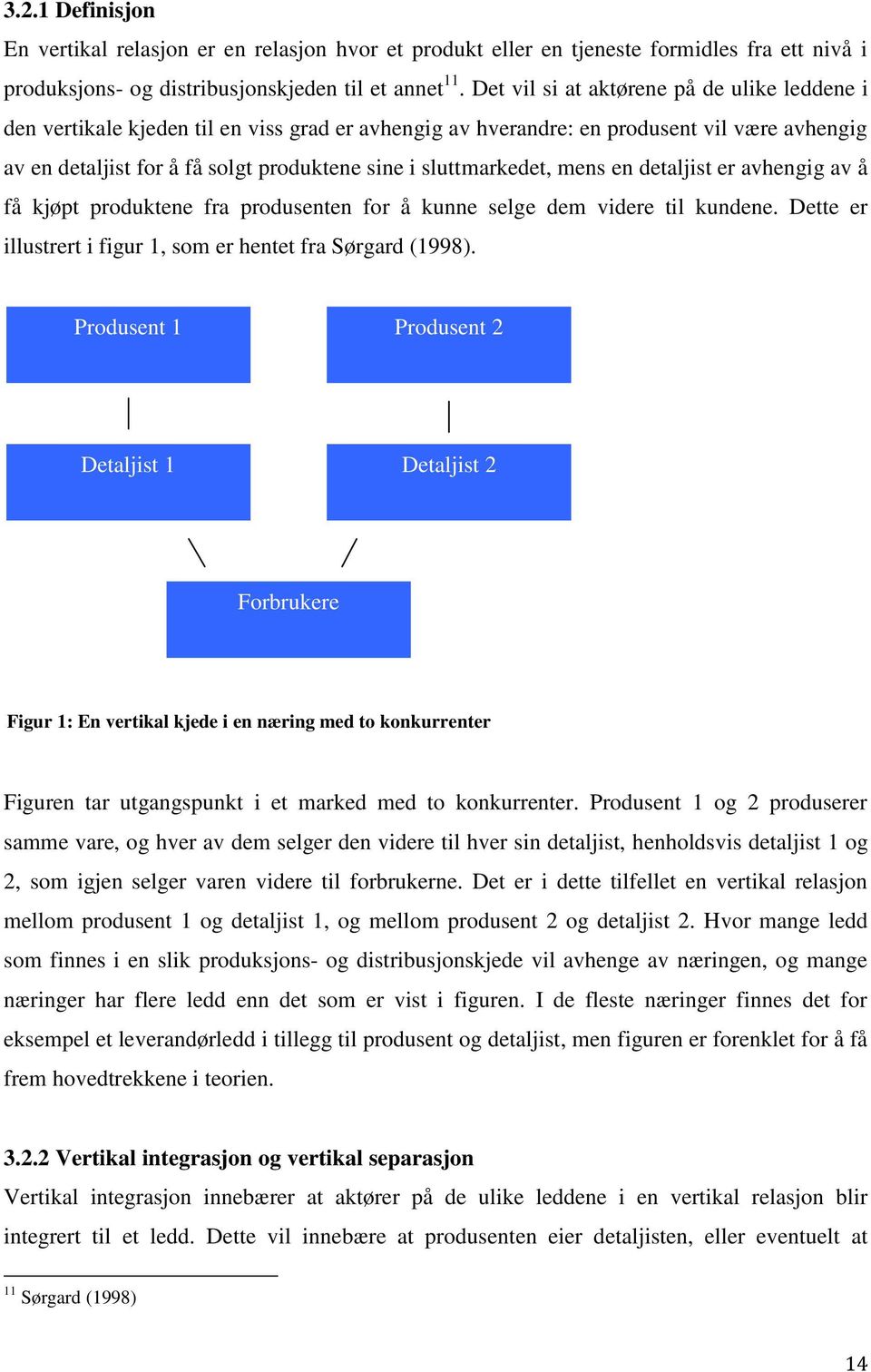 sluttmarkedet, mens en detaljist er avhengig av å få kjøpt produktene fra produsenten for å kunne selge dem videre til kundene. Dette er illustrert i figur 1, som er hentet fra Sørgard (1998).
