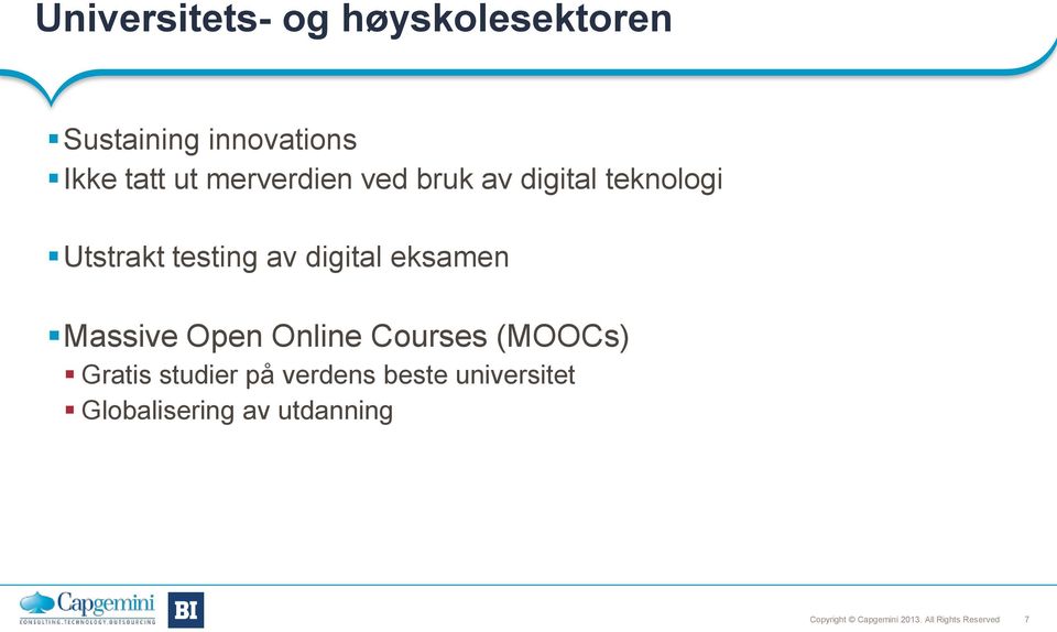 testing av digital eksamen Massive Open Online Courses (MOOCs)