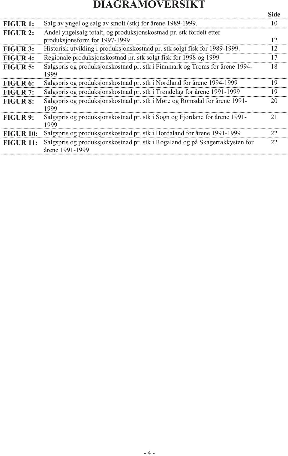 stk solgt fisk for 1998 og 1999 17 FIGUR 5: Salgspris og produksjonskostnad pr. stk i Finnmark og Troms for årene 1994-18 1999 FIGUR 6: Salgspris og produksjonskostnad pr.