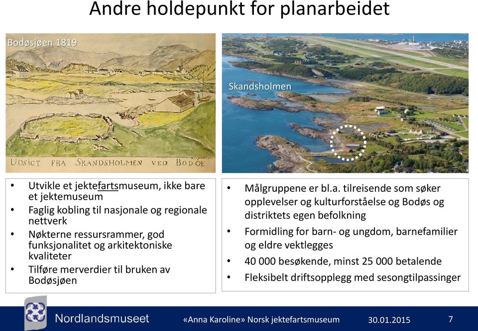 bl.a. tilreisende som søker opplevelser og kulturforståelse og Bodøs og distriktets egen befolkning Formidling for barn- og ungdom, barnefamilier og