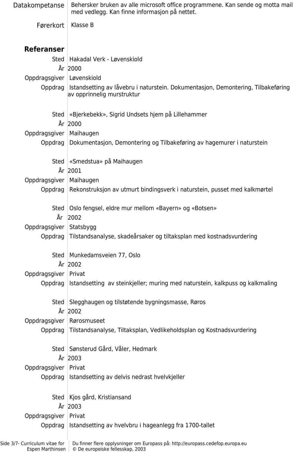 Dokumentasjon, Demontering, Tilbakeføring av opprinnelig murstruktur Sted «Bjerkebekk», Sigrid Undsets hjem på Lillehammer År 2000 Oppdragsgiver Maihaugen Oppdrag Dokumentasjon, Demontering og