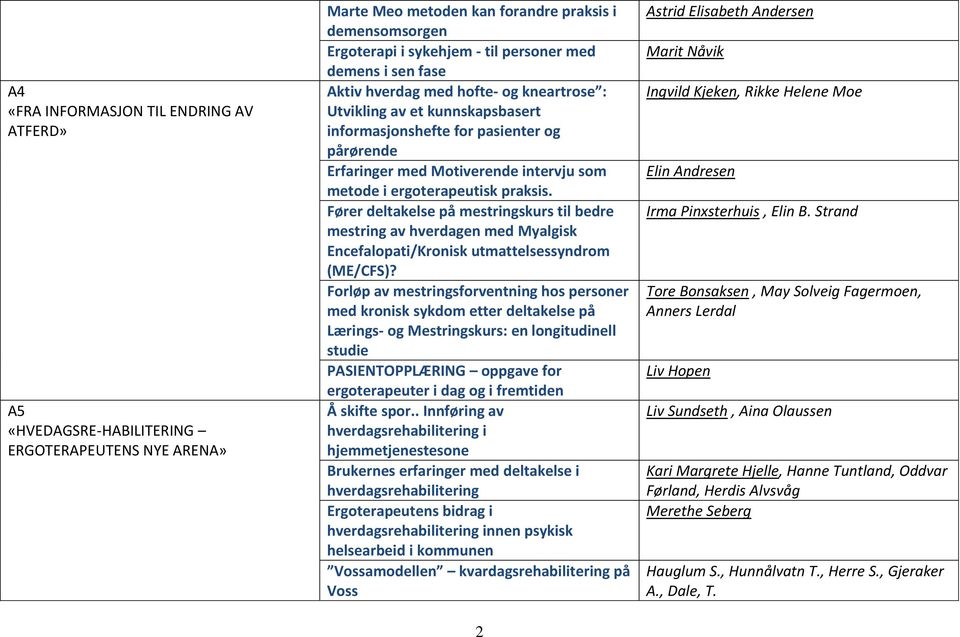 ergoterapeutisk praksis. Fører deltakelse på mestringskurs til bedre mestring av hverdagen med Myalgisk Encefalopati/Kronisk utmattelsessyndrom (ME/CFS)?