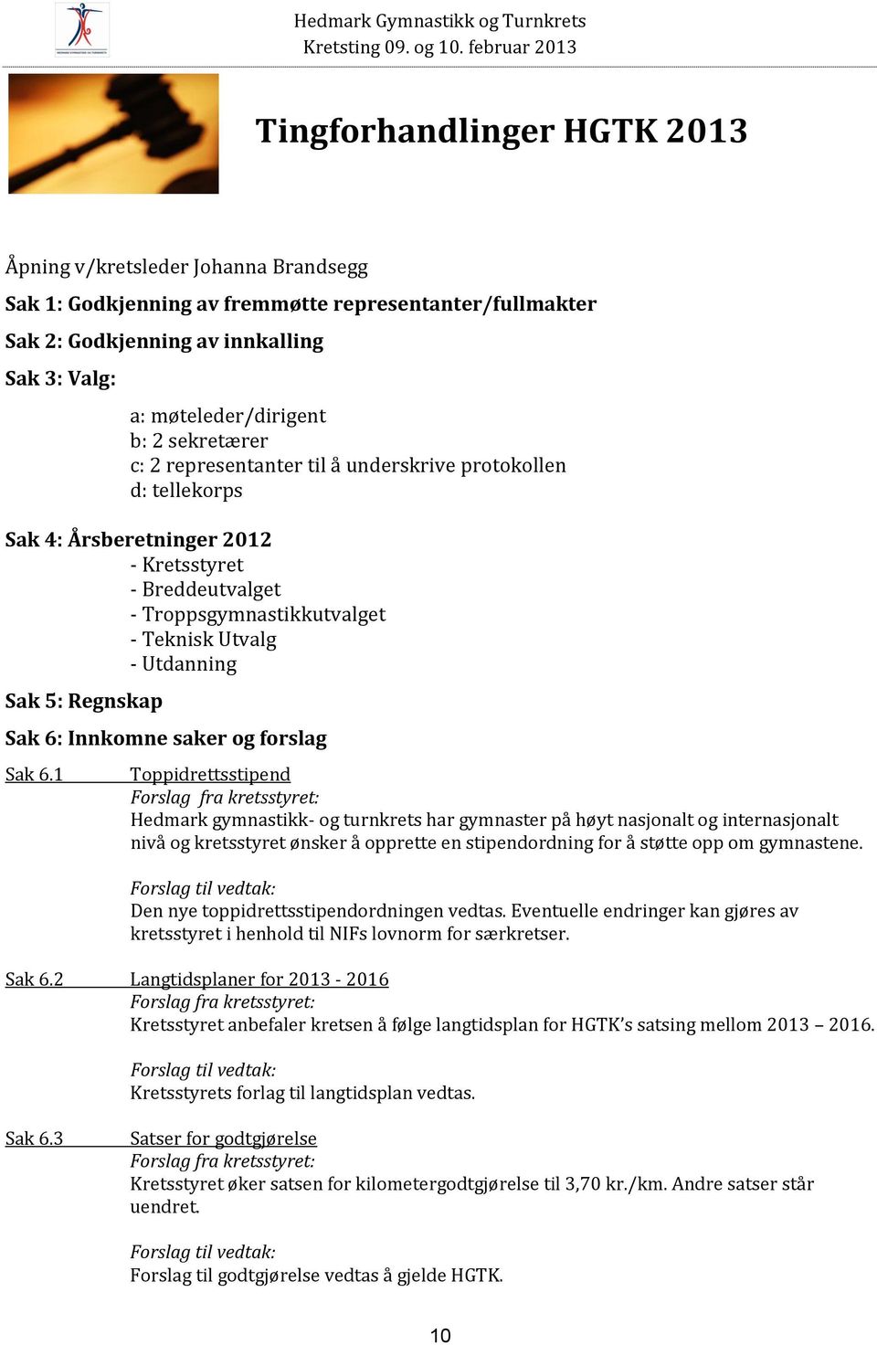 Regnskap Sak 6: Innkomne saker og forslag Sak 6.