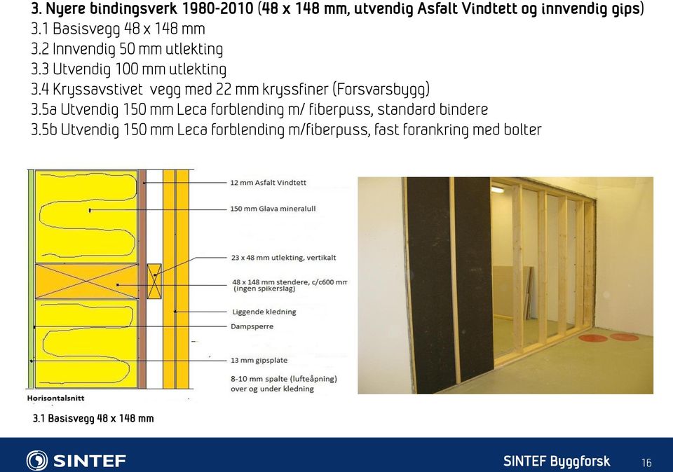 4 Kryssavstivet vegg med 22 mm kryssfiner (Forsvarsbygg) 3.