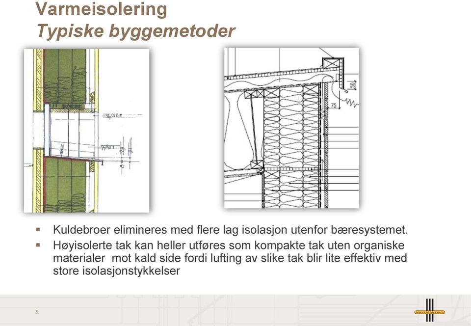 Høyisolerte tak kan heller utføres som kompakte tak uten organiske