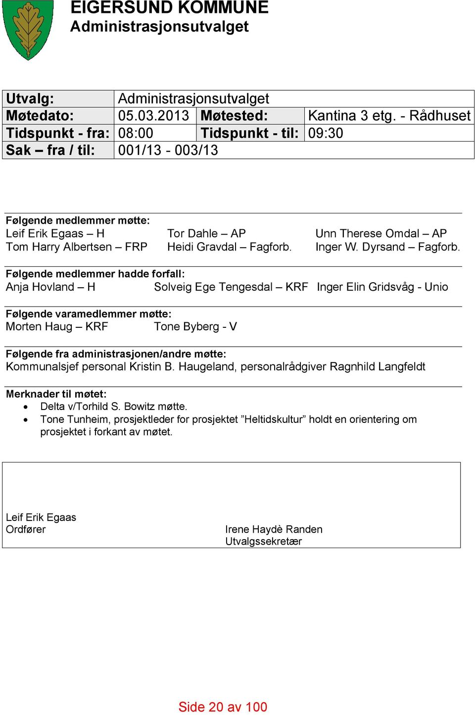 Gravdal Fagforb. Inger W. Dyrsand Fagforb.